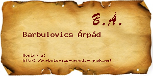 Barbulovics Árpád névjegykártya